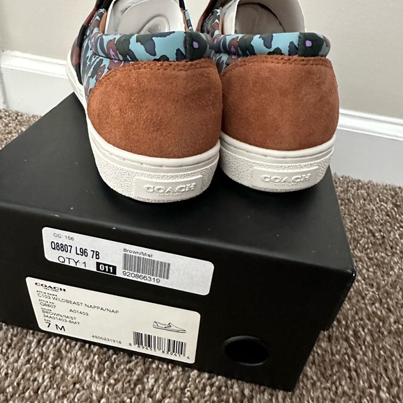 Coach Wild Beast Sneakers Nappa leather floral leopard print slip on 7 new - Picture 4 of 5